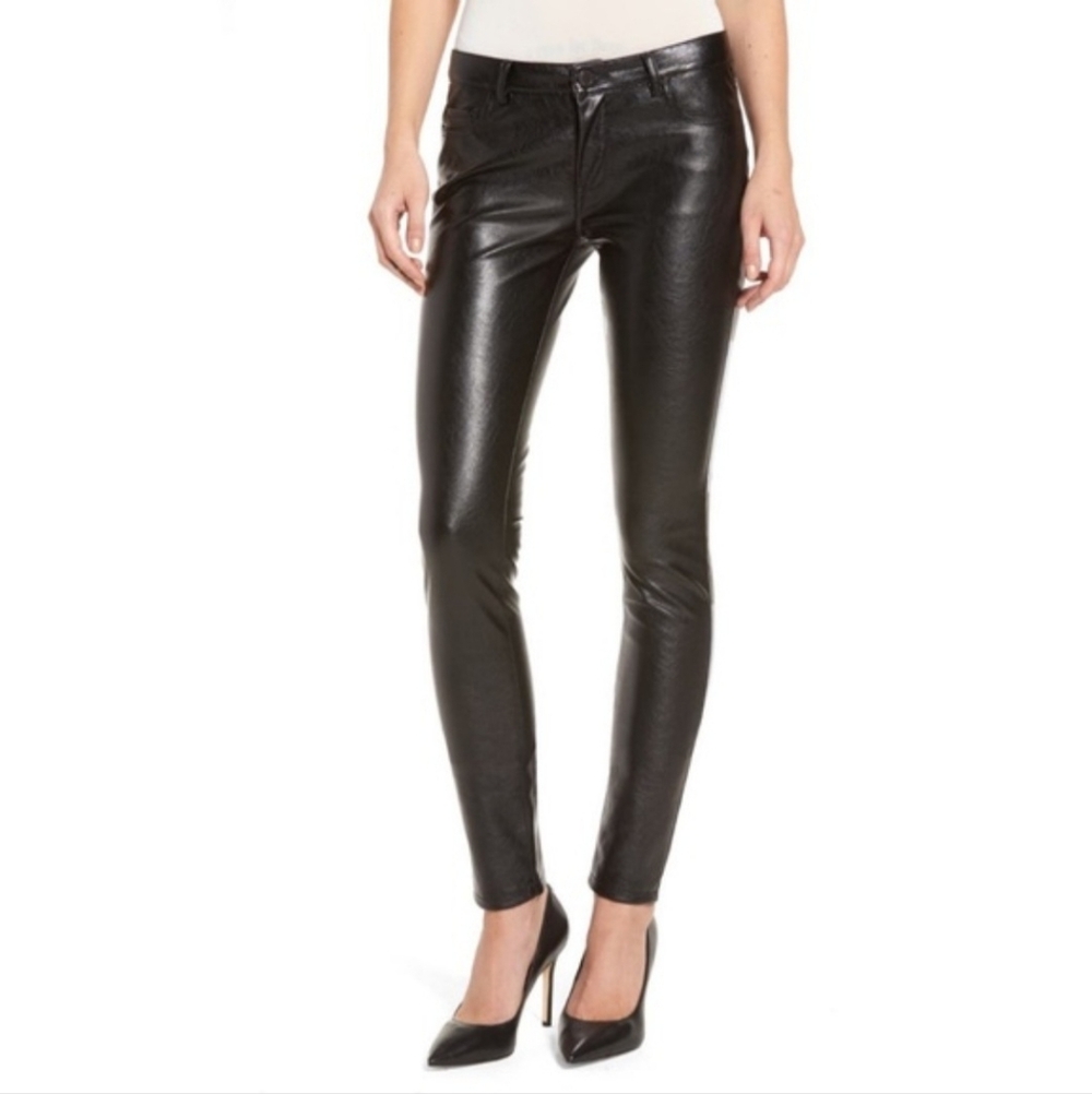 Blank NYC Black Faux Leather Vegan Leather Skinny Classique Pants 27 NWOT